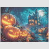 Papier Mousseline Decoupage Gothic Haunted House Jack-O-Lanterns  (Recto)