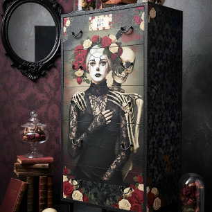 Papier Mousseline Decoupage Gothic Rose Queen – Dark Romantic Art 