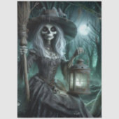 Papier Mousseline Decoupage Gothic Skeletal Witch in Forest  (Recto)
