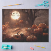 Papier Mousseline Découpage gothique Citrouille noir orange (Artisanat)