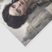 Papier Mousseline Découpage gothique dame blanche tigre (Détail)