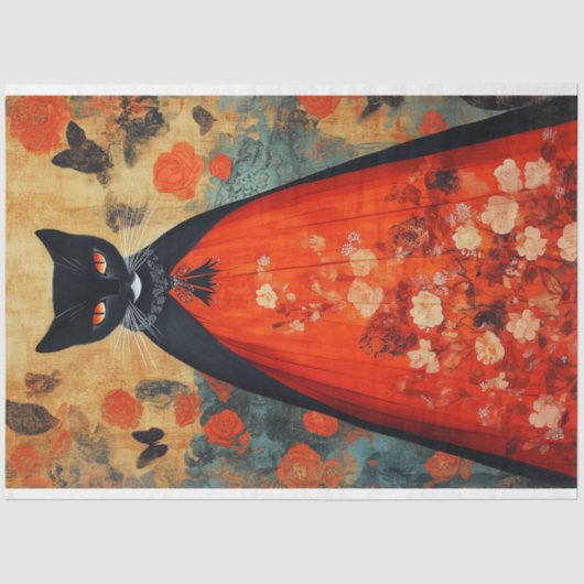 Papier Mousseline Découpage gothique de chat noir (Recto)