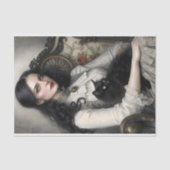 Papier Mousseline Découpage gothique de chat noir dame (Recto)