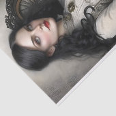 Papier Mousseline Découpage gothique de chat noir dame (Détail)