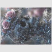 Papier Mousseline Découpage Gothique de luxe crâne couronné en fleur (Recto)