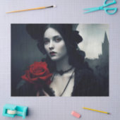 Papier Mousseline Découpage gothique élégante dame rouge Rose (Artisanat)