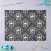 Papier Mousseline Découpage gothique gris et crâne (Artisanat)