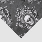 Papier Mousseline Découpage gothique gris et crâne (Détail)