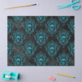 Papier Mousseline Découpage gothique gris foncé et crâne Turquoise (Artisanat)