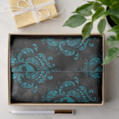 Papier Mousseline Découpage gothique gris foncé et crâne Turquoise (Cadeau)