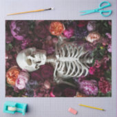 Papier Mousseline Découpage Gothique Skeleton Couple Peach Fleurs (Artisanat)