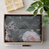 Papier Mousseline Découpage Gothique Squelette Masque Fleurs roses (Cadeau)