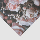 Papier Mousseline Découpage Gothique Squelette Masque Fleurs roses (Détail)