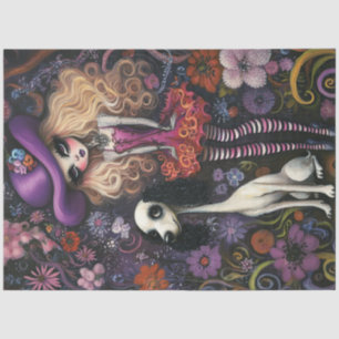 Papier Mousseline Découpage Gothique Whimsical Girl Standard Poodle