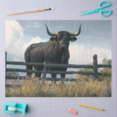 Papier Mousseline Découpage Grand Brahman noir Bull en champ (Artisanat)