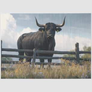 Papier Mousseline Découpage Grand Brahman noir Bull en champ
