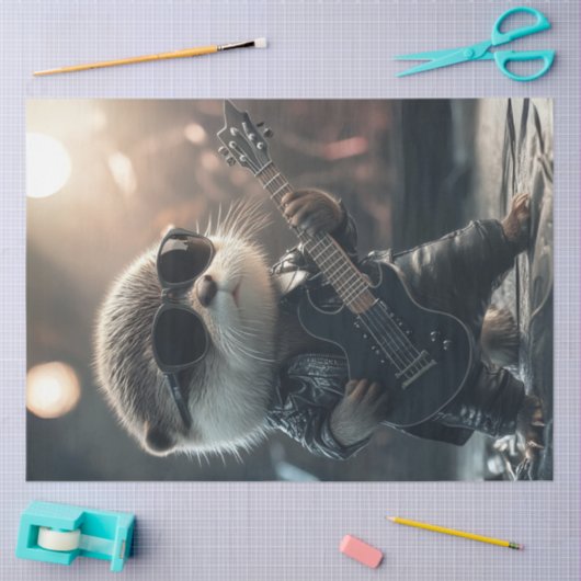 Papier Mousseline Découpage Guitare élégante Lecture Otter (Artisanat)