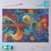 Papier Mousseline Découpage Guitare Motif vibrante de l'artiste