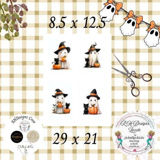 Papier Mousseline Découpage Halloween Ghosts Scrapbooking