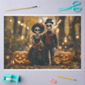 Papier Mousseline Découpage Halloween Skeleton Couple paysage (Artisanat)