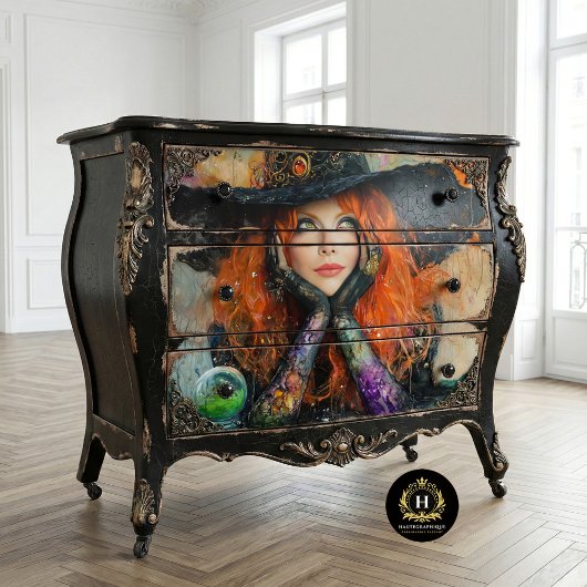 Papier Mousseline Découpage Halloween sorcière vintage