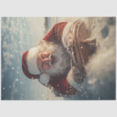 Papier Mousseline Découpage Happy Père Noël Sledding sur Hill (Recto)