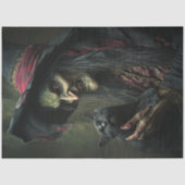 Papier Mousseline Découpage Haunch sorcière et son chat brassage (Recto)