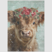 Papier Mousseline Decoupage Highland Calf Christmas Scene Snowing  (Recto)