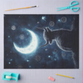 Papier Mousseline Découpage Highland Calf Sitting Hill Starring Moon (Artisanat)