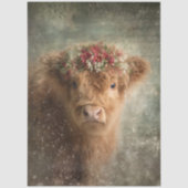 Papier Mousseline Decoupage Highland Calf Winter Floral Art (Recto)