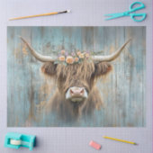 Papier Mousseline Découpage Highland Cow Blue Arrière - plan désorga (Artisanat)