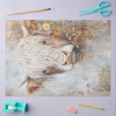 Papier Mousseline Découpage Highland Cow HazFleurs sauvages (Artisanat)