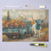 Papier Mousseline Découpage Highland Whimsical Longhorn & Fleurs (Artisanat)