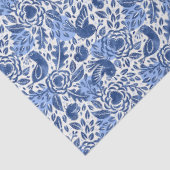 Papier Mousseline Découpage illustrée d'oiseaux et de coeurs bleus (Détail)