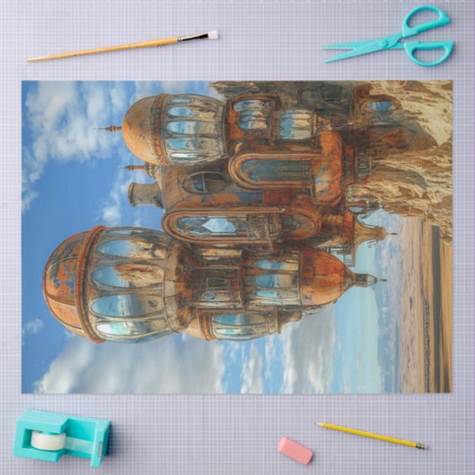 Papier Mousseline Découpage Imaginaire Ballons Paysage futuriste (Artisanat)