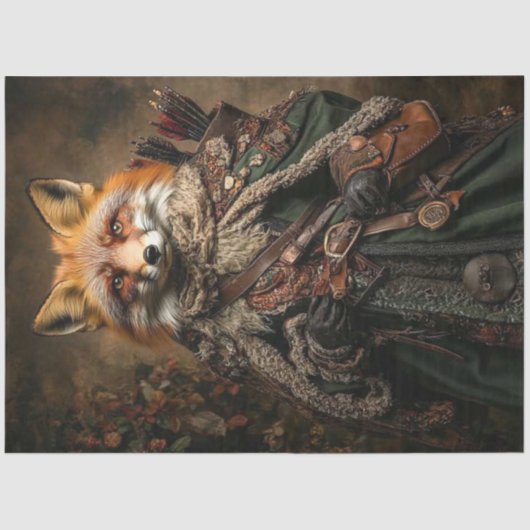 Papier Mousseline Découpage Imaginaire Fox Style médiéval Attique (Recto)