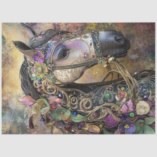 Papier Mousseline Découpage Imaginaire Royal Mane Horse Portrait (Recto)