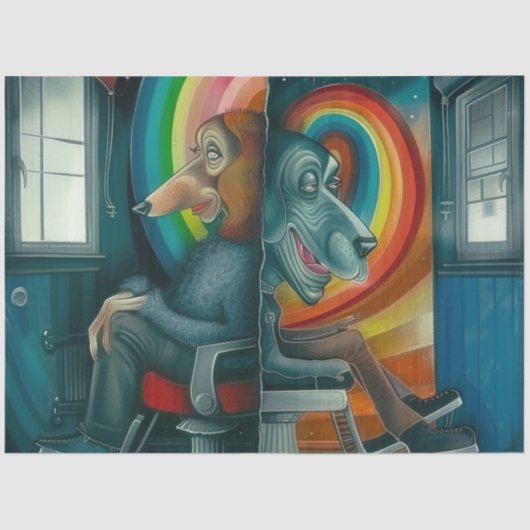 Papier Mousseline Decoupage Imaginative Abstract Art Animals (Recto)