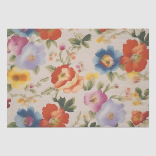 Papier Mousseline Découpage impression de fleurs italiennes / (Recto)