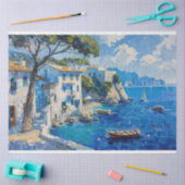 Papier Mousseline Découpage impressionniste méditerranéenne côtière (Artisanat)