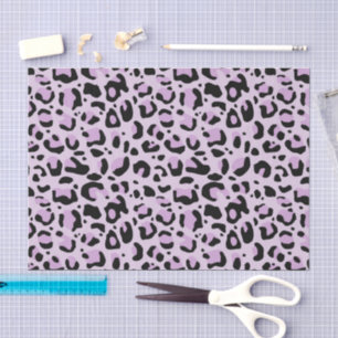 Papier Mousseline Découpage imprimé léopard noir lilas lavande