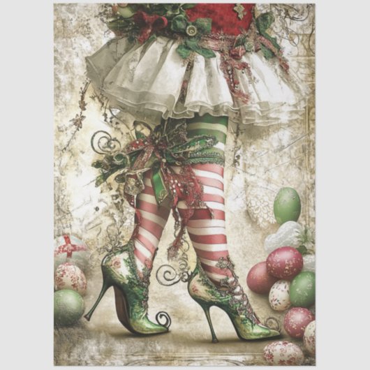 Papier Mousseline Découpage Jambes elfes de Noël Cuisson blanche (Recto)