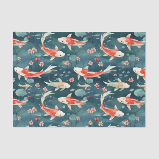 Papier Mousseline Découpage japonais Koi Fish Pond (Recto)