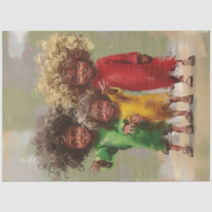 Papier Mousseline Découpage Joyeux Enfants bouclés en rouge