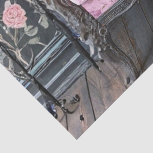 Papier Mousseline Decoupage Landscape Leopard Pink Sofa Floral (Détail)