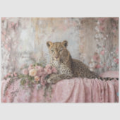 Papier Mousseline Decoupage Landscape Leopard Romantic Pink Floral (Recto)