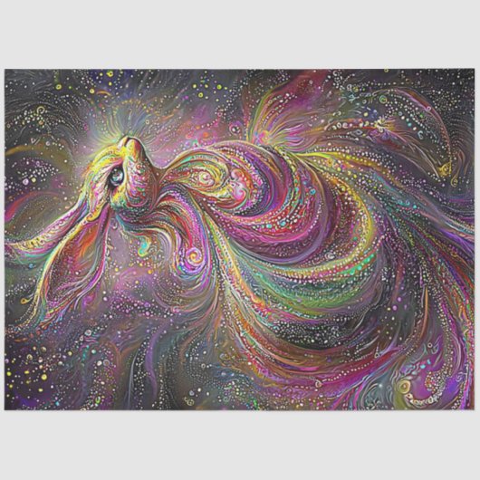 Papier Mousseline Découpage lapin de Pâques psychédélique lunaire (Recto)