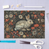 Papier Mousseline Découpage lapin et Fleurs sauvages rouges (Artisanat)