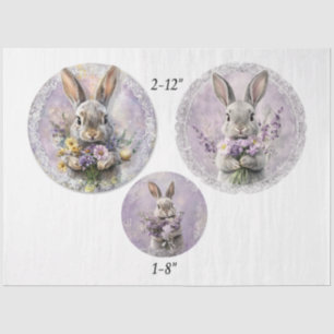 Papier Mousseline Découpage Lapin Lavande de Printemps Ronds de 12"