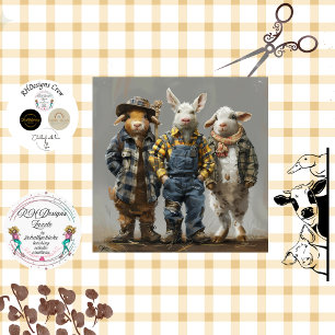 Papier Mousseline Découpage Lapin Whimsical, Chèvre, Agriculteurs Mo
